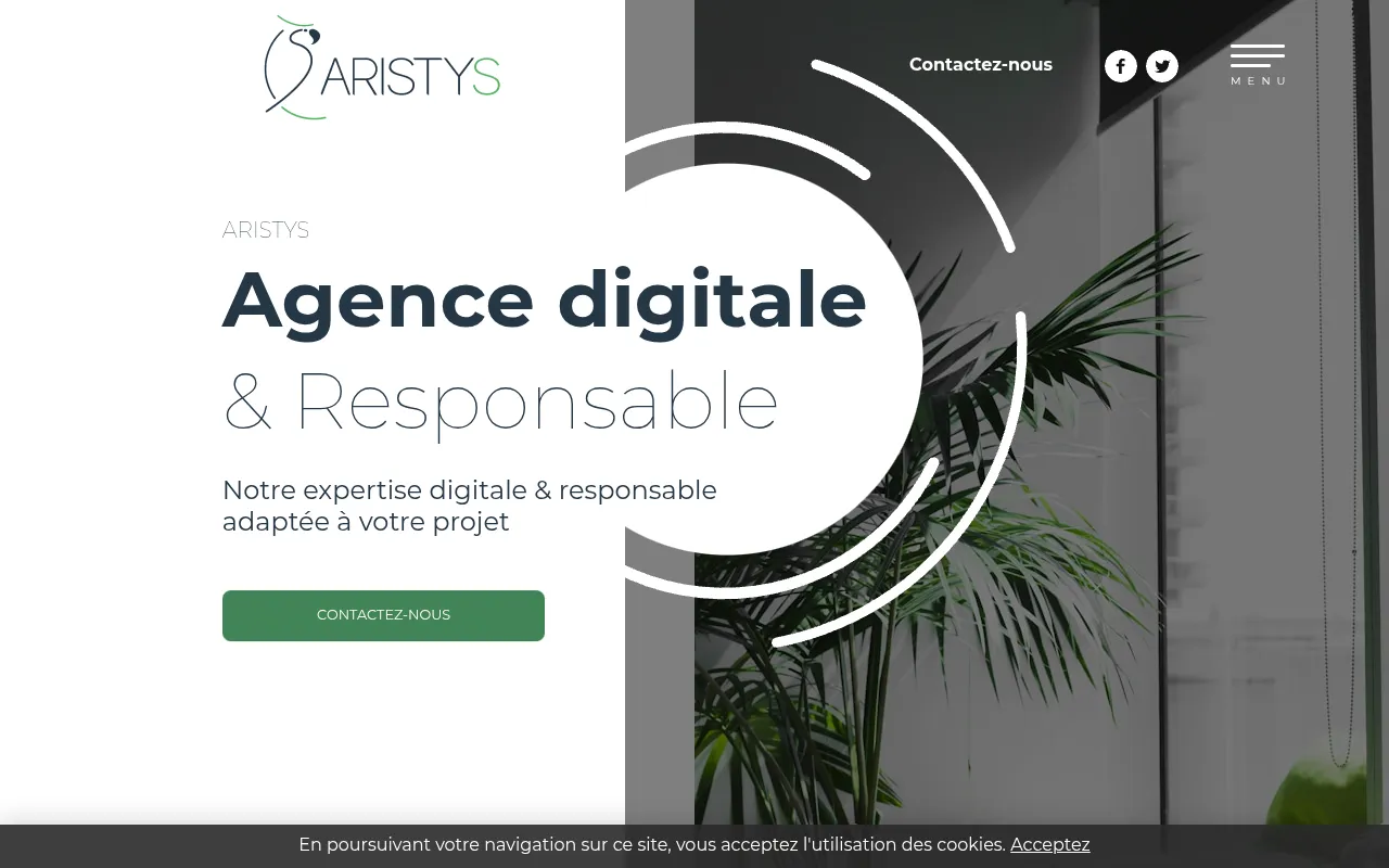 Capture de la page d'accueil — Site éco-conçu — Aristys