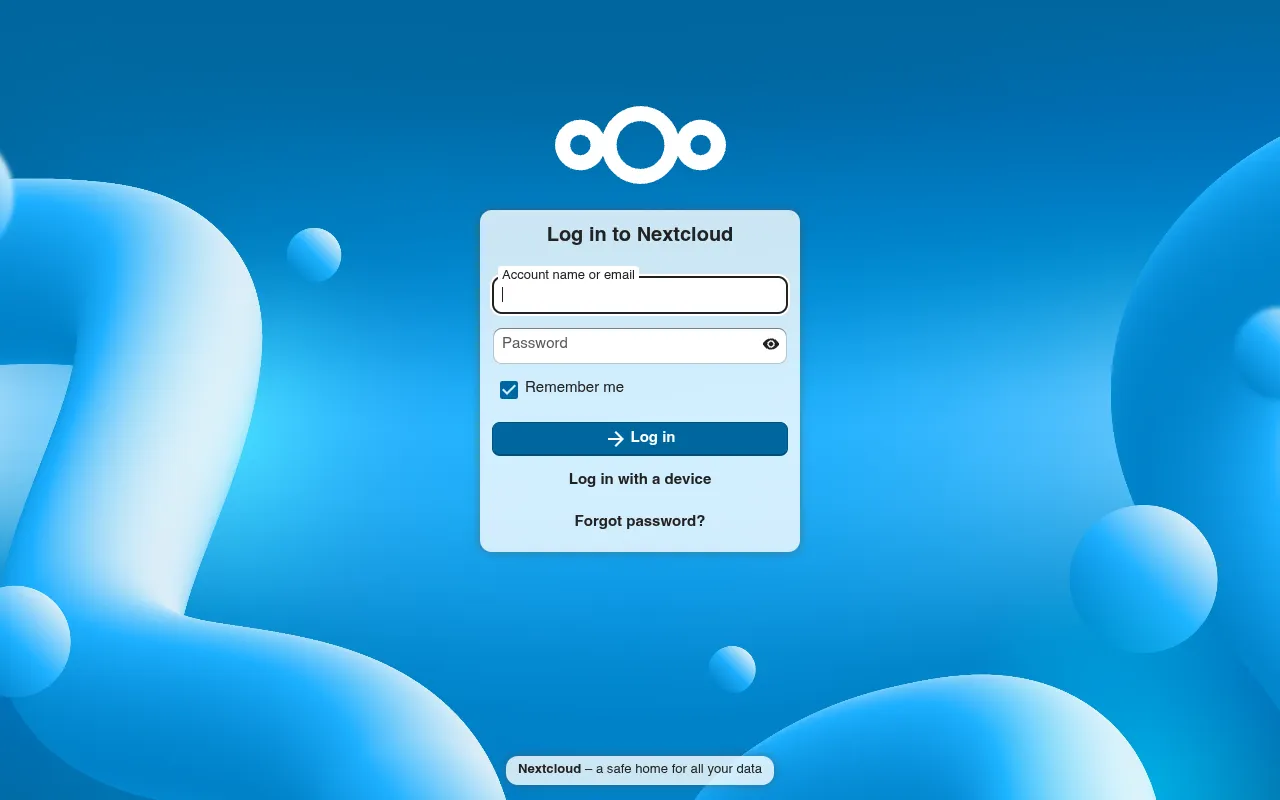 Capture de la page d'accueil — Cloud souverain — Nextcloud auto-hébergé